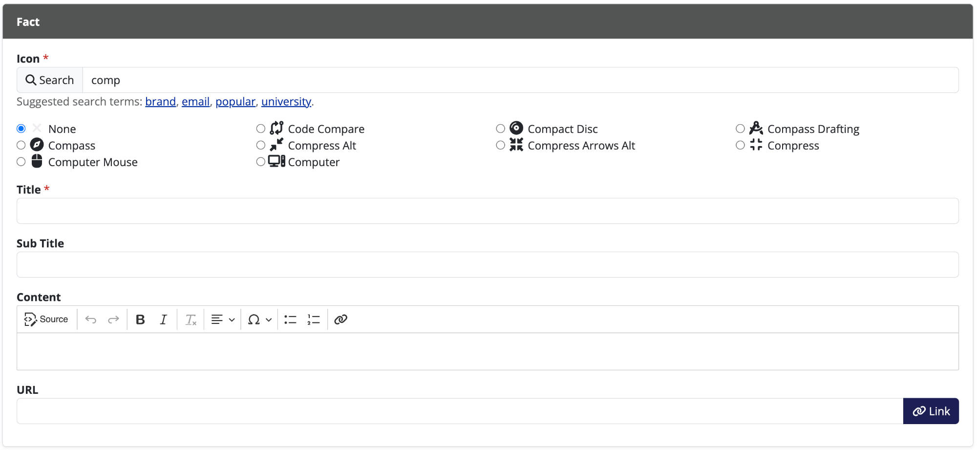 Screenshot of the node editor's "fact" chunk